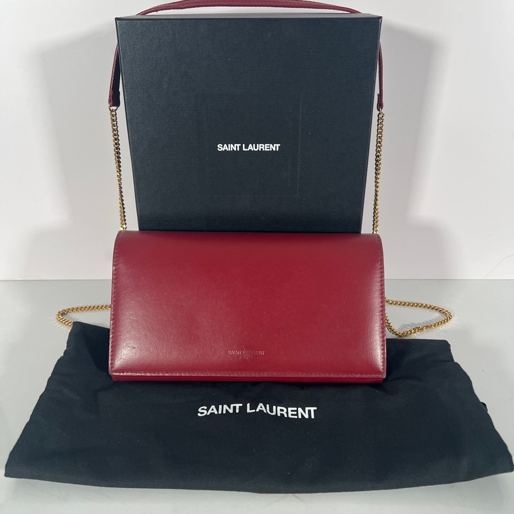 Saint Laurent Paris Red Wallet on chain